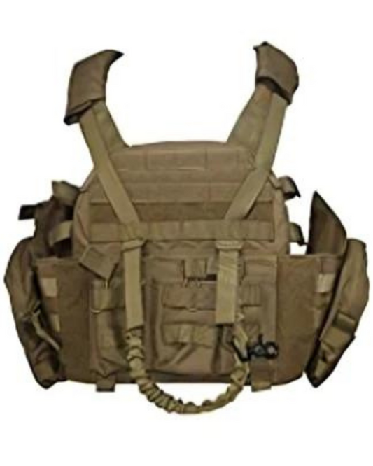 Fully loaded tactical plate carrier Coyote Tan