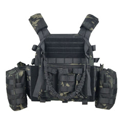 Fully loaded tactical plate carrier in Black Camo