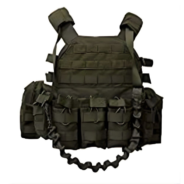 Fully loaded tactical plate carrier in  Black