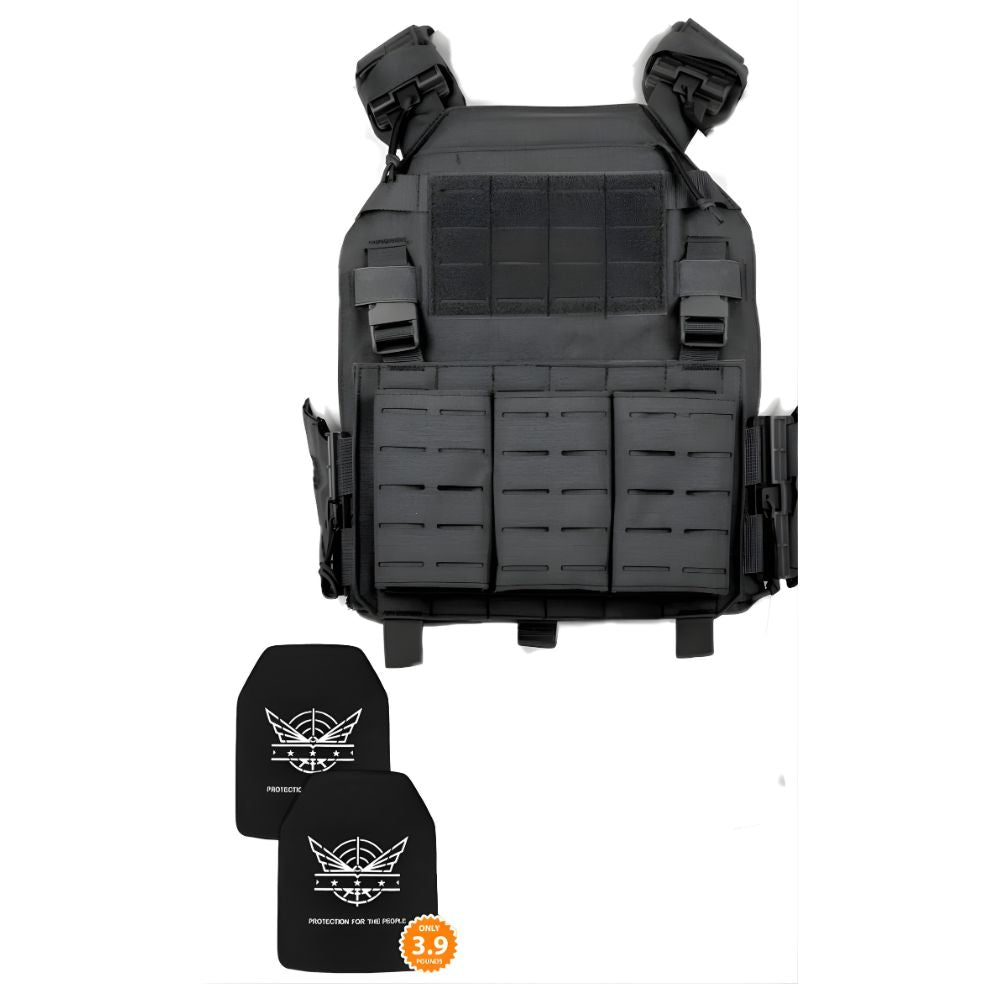 Level III+ quick release plate carrier set in black