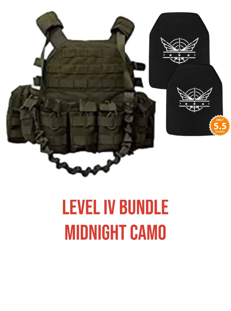 Level IV set with fully loaded plate carrier Midnight Camo Level 4 Armor