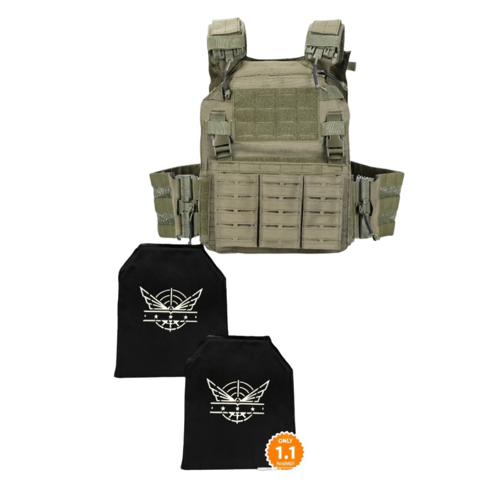 Level IIIA OD green quick release plate carrier set