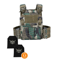 Level IIIA woodland camo quick release plate carrier set